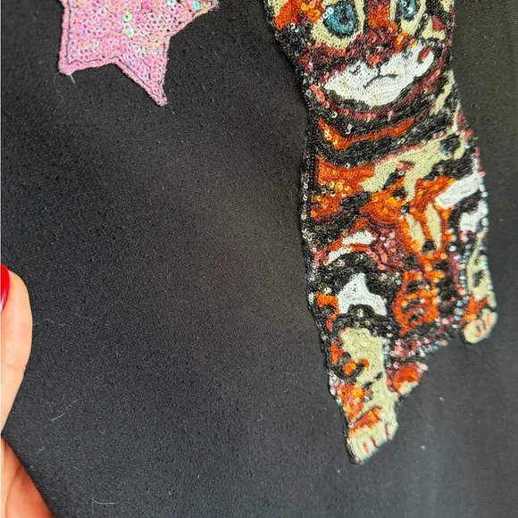 Dolce & Gabbana Cat Sequin Dress Black Mini Crown Stars - Picture 5 of 9